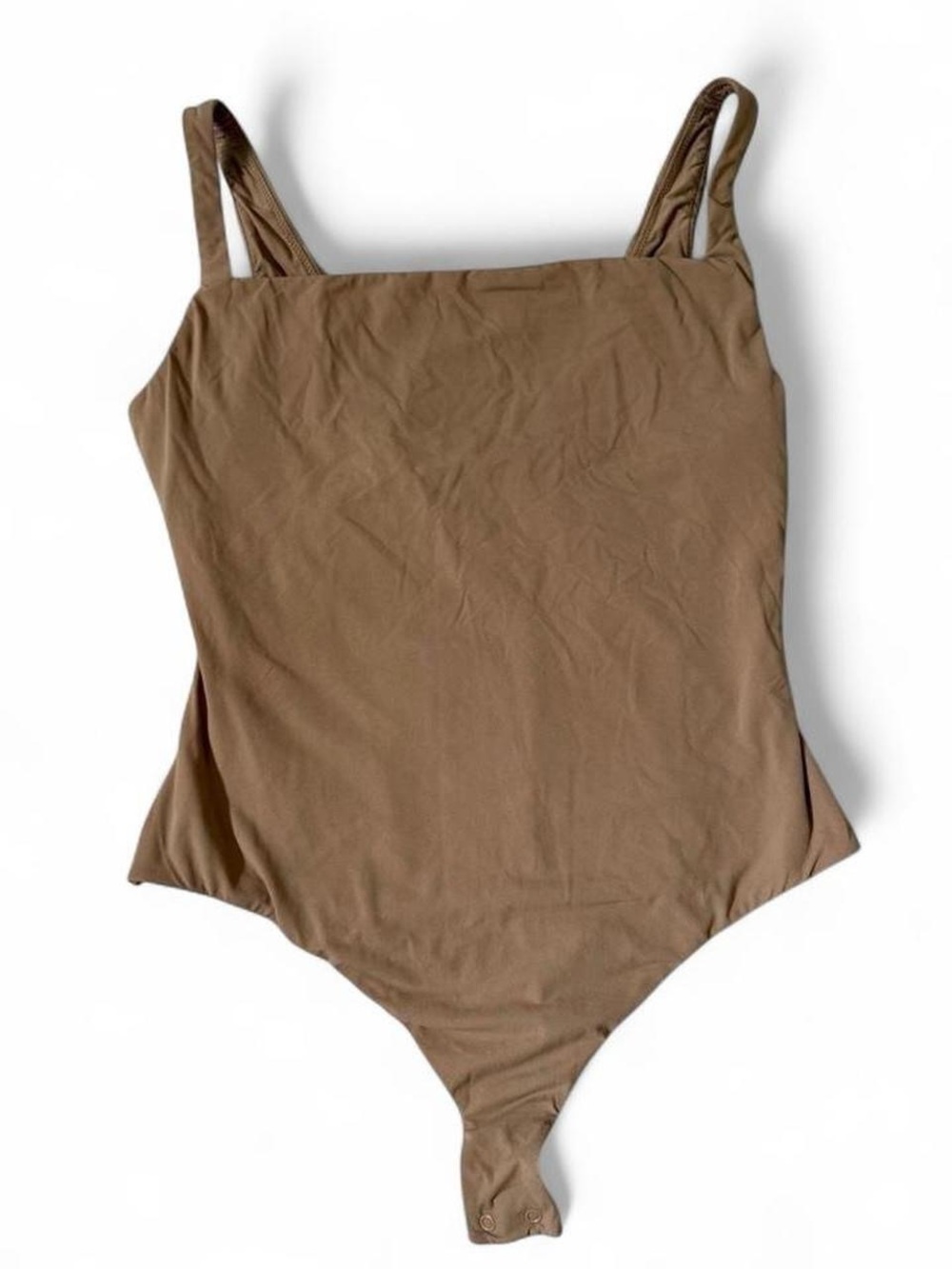 SKIMS Fits Everybody Square Neck Bodysuit in Tan/Nude